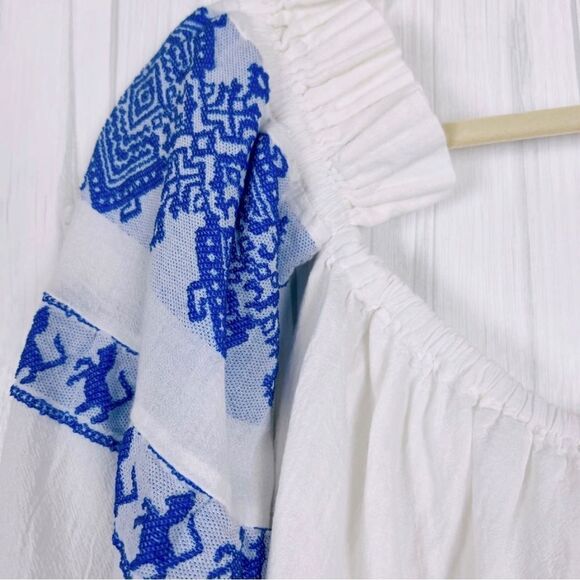 NWT Lace Top & Short Set Embroidered 100% Cotton White Blue Size S - Picture 5 of 9